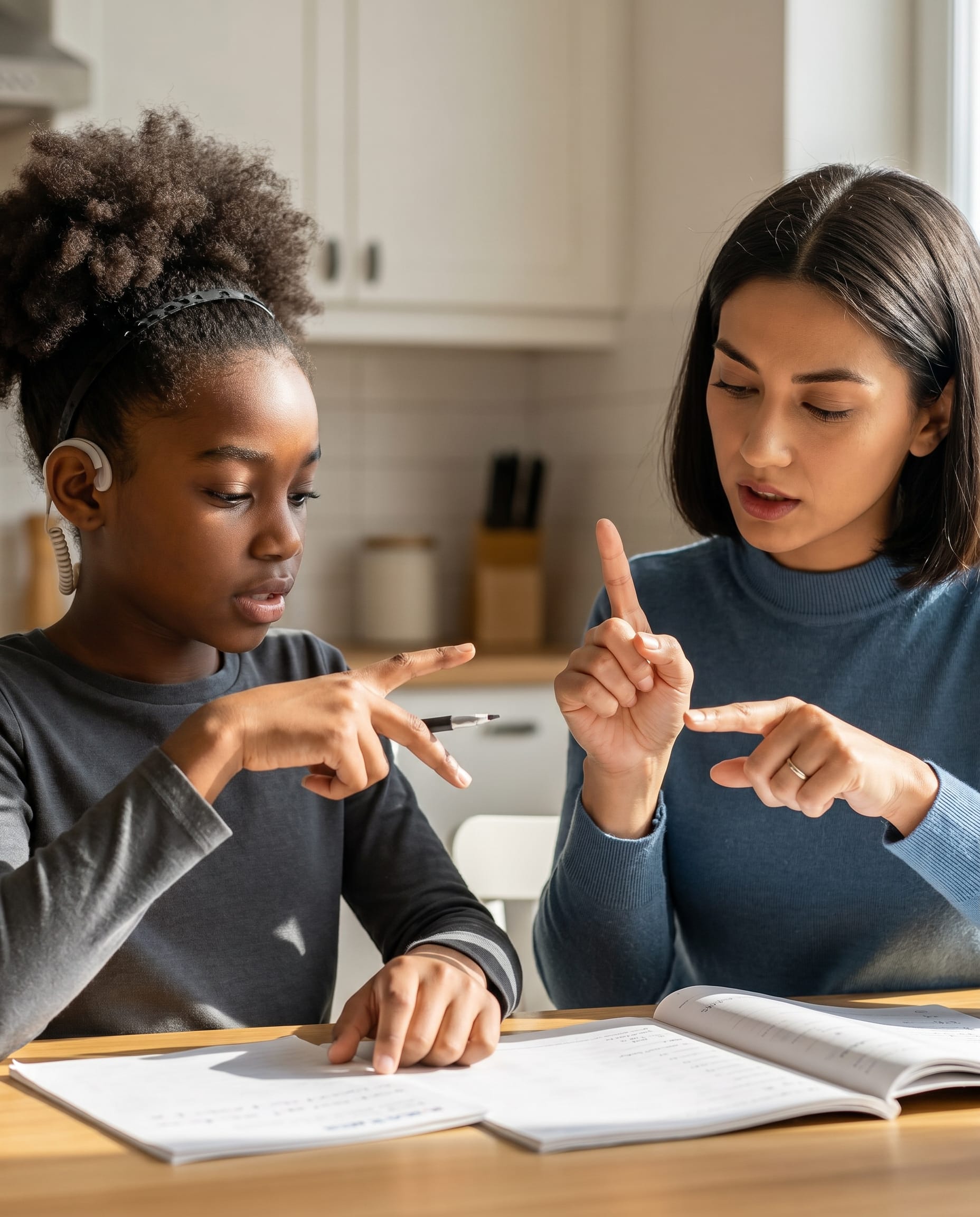 A young learner practicing ASL, the craft, built one fluent hand at a time.